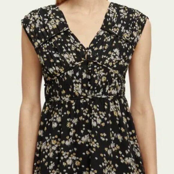 NWT Scotch & Soda | V-neck Sleeveless Mini Dress Black Dandelion | Women Large - Picture 4 of 11